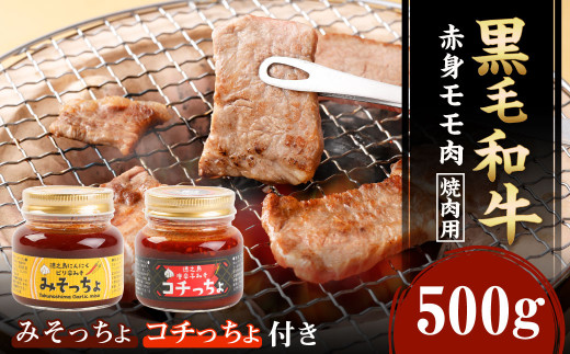 
黒毛和牛赤身モモ肉 焼肉用 500g みそっちょ・コチっちょ セット
