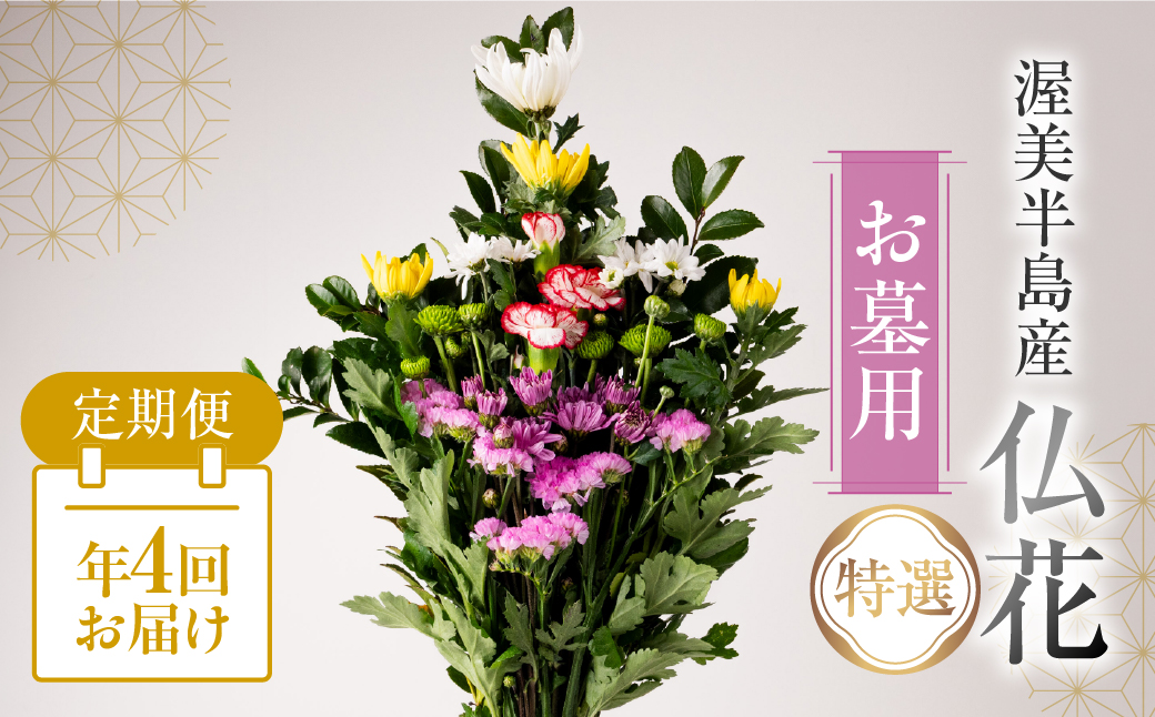 【定期便　年4回】産地直送 《お墓用》 仏花 特選 日時指定可 生産額 日本一 田原市 渥美半島 月命日 お彼岸 お盆 年末 鮮度 生花 お花 定期便 お墓まいり