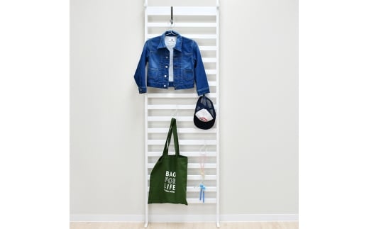 [№5224-1752]簡単つっぱりラダーラック 幅60cm（ホワイト）｜ 2379WH 足立製作所 ウォールラック 壁面収納 省スペース 有効活用 つっぱり 引っ掛け整理整頓 子供部屋 お片付けラック 新潟