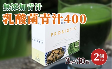 【無添加青汁】乳酸菌青汁400（3g×30包）2個セット 野菜不足 食物繊維 自然素材 添加物不使用 植物性乳酸菌 国産 大麦若葉 ブロッコリー 小松菜 ほうれん草 植物繊維 駒ヶ根市