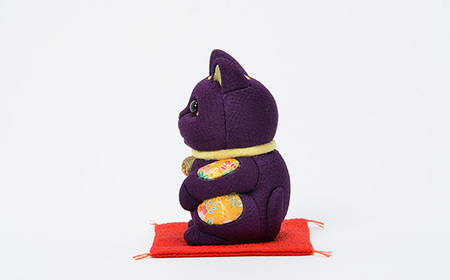 No.179-06 木目込人形（招き猫・風水（中）紫）