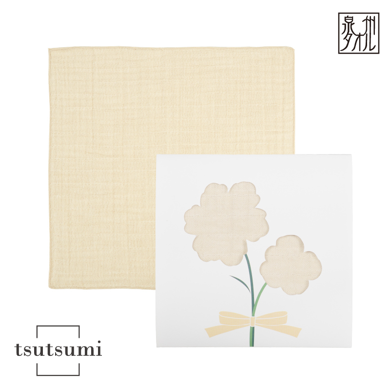 【スピード発送】tsutsumiハンカチ単品ハンカチギフト（ベージュ）【ハンカチ 泉州タオル 普段使い ギフト 日用品 家族 はんかち】 G3812