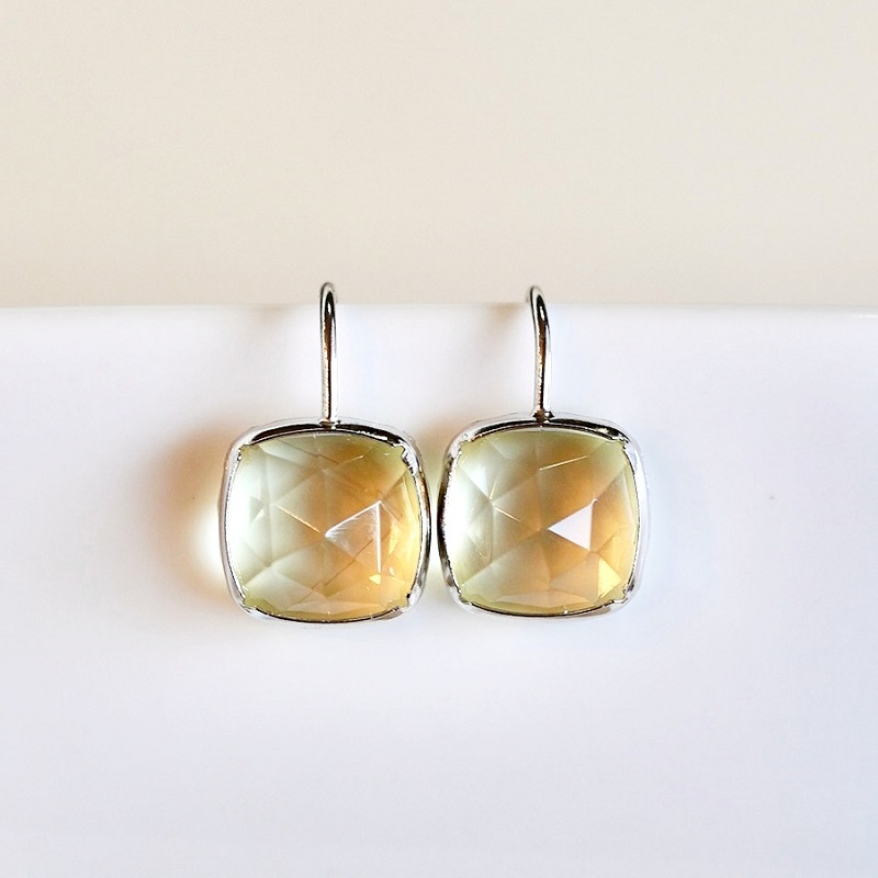 【ジュエリー】K18WG ホワイトゴールド ハニークォーツ ピアス 保証書付 SIA-2653