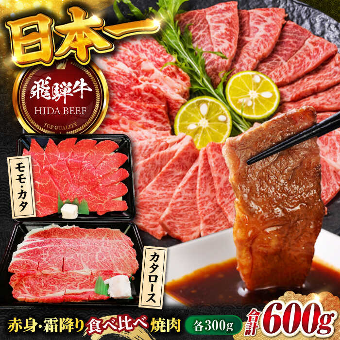 【ふるさと納税】【飛騨牛】赤身(モモ・カタ)・霜降り(バラ)焼肉(各300g)計600g BBQ 赤身 ロース 岐阜市/丸福商店[ANBO023]