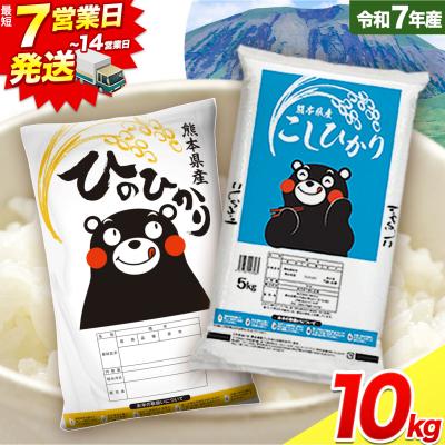 ふるさと納税 南阿蘇村 令和7年産 米 無洗米 ひのひかりこしひかり 10kg《7-14日以内に出荷(土日祝除く)》
