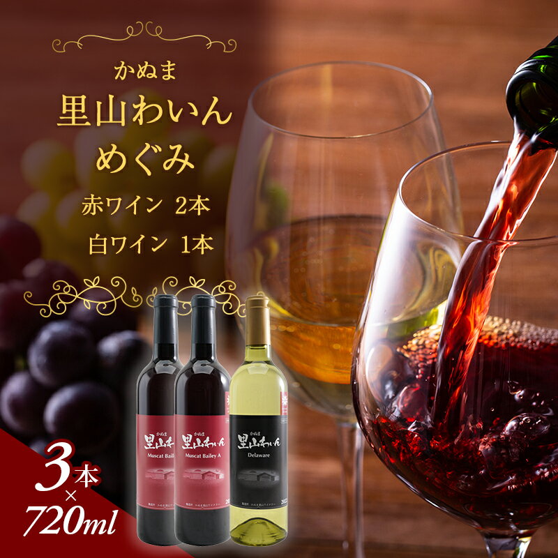 【ふるさと納税】かぬま 里山わいん 里山のめぐみ 赤ワイン 720ml & 白ワイン 720ml お届け 入金確認後 14日～1ヶ月 お酒 　お届け：入金確認後 14日～1ヶ月