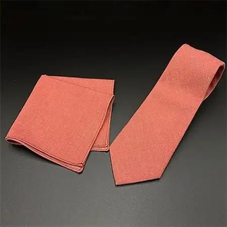 クラバットユキジ製　デニムタイ＆ポケットチーフ(ローズレッド)_装飾品・工芸品 ネクタイ・ベルト 服飾小物   装飾品・工芸品  服飾小物 _【1157237】