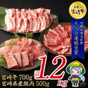 【ふるさと納税】宮崎牛 宮崎県産 豚 焼肉 肩ロース 300g モモ 400g 豚バラ 500g セット 合計1.2kg [ミヤチク 宮崎県 美郷町 31au0044] 牛 豚肉 国産 冷凍 送料無料 内閣総理大臣賞受賞 詰め合わせ BBQ バーベキュー キャンプ 赤身 脂身 ミヤチク