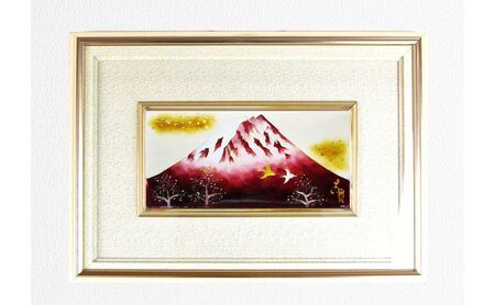七宝額絵 飛翔文様富士 額装 インテリア 伝統工芸 七宝額絵