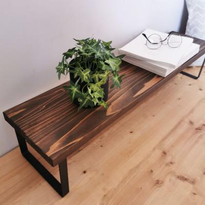 ふるさと納税 守口市 無垢材とアイアンのシェルフ / ダークブラウン / M80cm / 植物置き 靴棚 / 完成品 |  | 01