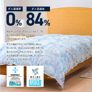 布団 さらっと薄手タイプの羽毛布団 シングル 藍白色