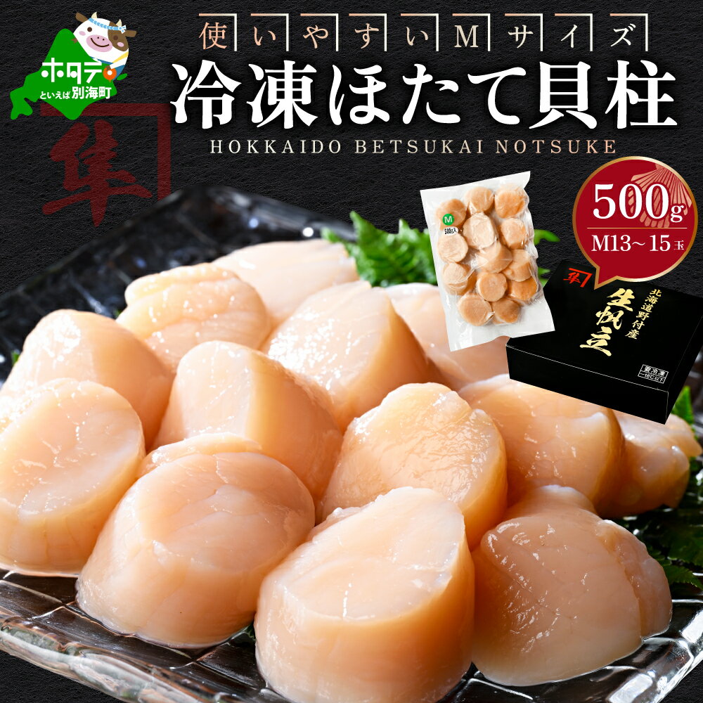 【ふるさと納税】 ホタテ 貝柱 500g（13～15玉前後） 北海道 別海町 野付産 冷凍 （ ふるさと納税 ホタテ ふるさと納税 帆立 ふるさと納税 訳あり ホタテ貝柱 貝柱 貝 海鮮 北海道 別海町 冷凍 ）