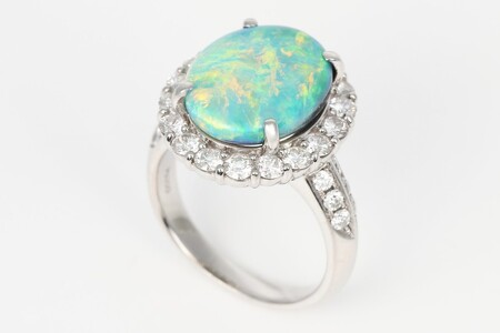 【ふるなび限定】【一点もの】ブラックオパール（5.50ct）ダイヤモンドプラチナリング　R126　K06149-H　FN-Limited-SP