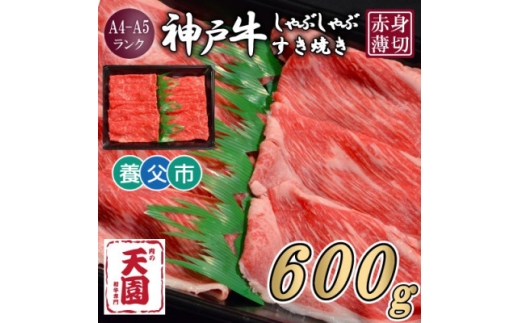 ＜ふるさと納税＞＜肉の天園＞神戸牛 赤身 しゃぶしゃぶすき焼き600g【1703174】