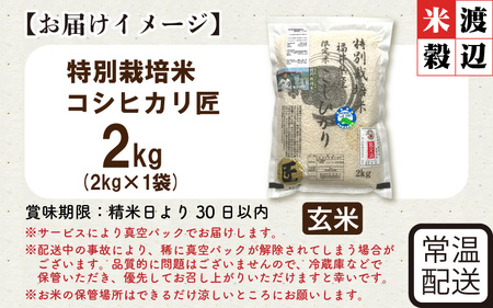 令和7年産 特別栽培米 コシヒカリ匠 2kg節減対象農薬当地比5割減【玄米】 お米 コシヒカリ ふるさと納税米 [A-2991_02]