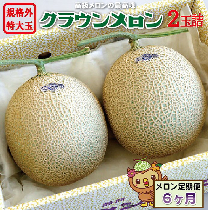 【ふるさと納税】メロン 定期便 6ヶ月 クラウンメロン 規格外 特大玉(約1.7kg) 2玉 静岡 メロー静岡 マスクメロン 温室メロン 高級メロン 青肉 2個入り 高級 フルーツ 果物 静岡県産 静岡県 袋井市 定期 6回　お届け：◆返礼品到着後、すぐに状態をご確認ください◆
