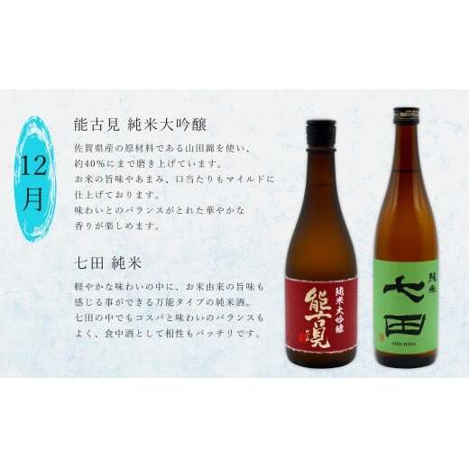 《年4回 さがん酒 定期便》金賞受賞 七田 宗政 能古見 万齢 720ml×2本×4回定期便 【佐嘉蔵屋】 飲み比べ 日本酒 七田 宗政 能古見 万齢 720ml 2本 S100-5_イメージ5