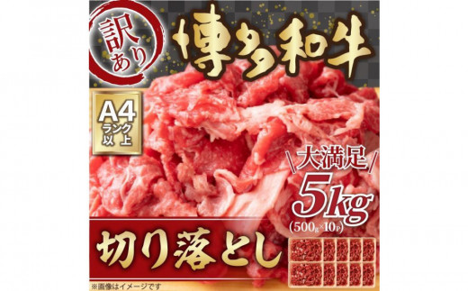訳あり 博多和牛 切り落とし 5kg ( 500g×10パック ) | 牛肉 和牛 小分け 切り落とし 切落し 不揃い 5000g 5キロ 肉じゃが 牛丼 野菜炒め ブランド牛 お取り寄せ 高級 グルメ