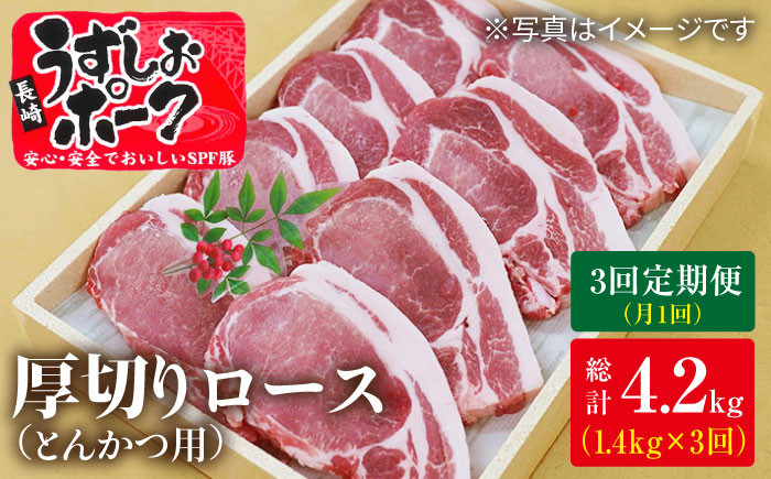 
                  【月1回1.4kg×3回定期便】長崎うずしおポーク ロース（とんかつ用）計4.2kg 訳あり＜スーパーウエスト＞ [CAG104]長崎うずしおポーク ロース とんかつ 訳あり ブランド豚 豚肉 国産 冷凍 定期便
                