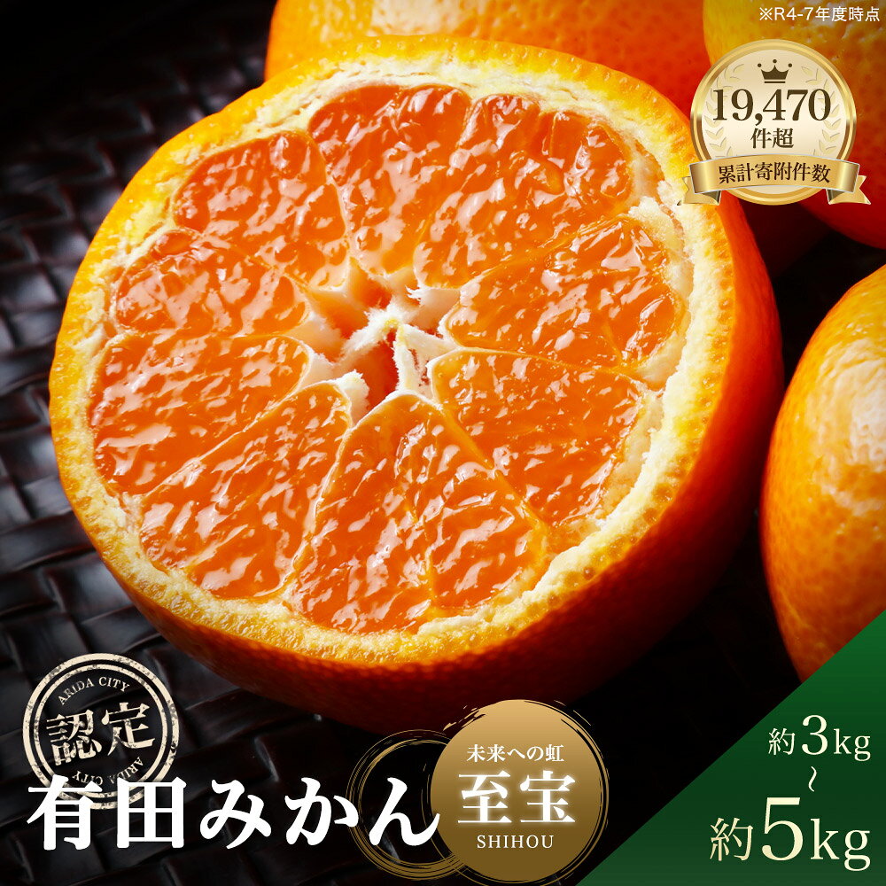【ふるさと納税】 認定 有田みかん「未来への虹 至宝」3kg 5kg S M L サイズ 日本初自治体認定 みかん フルーツ 送料無料 産地直送 甘い 濃厚 コク ジューシー 本場 和歌山 ブランド柑橘 果物 フルーツ ギフト 贈答用 家庭用 和歌山県有田市 年内配送 (A1-2)
