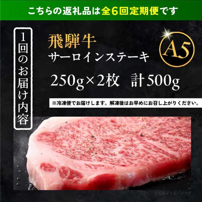 【6回定期便】 飛騨牛 サーロインステーキ (A5ランク) 1パック (250g×2枚) / 恵那市 / 岩島屋 [AUAJ028]