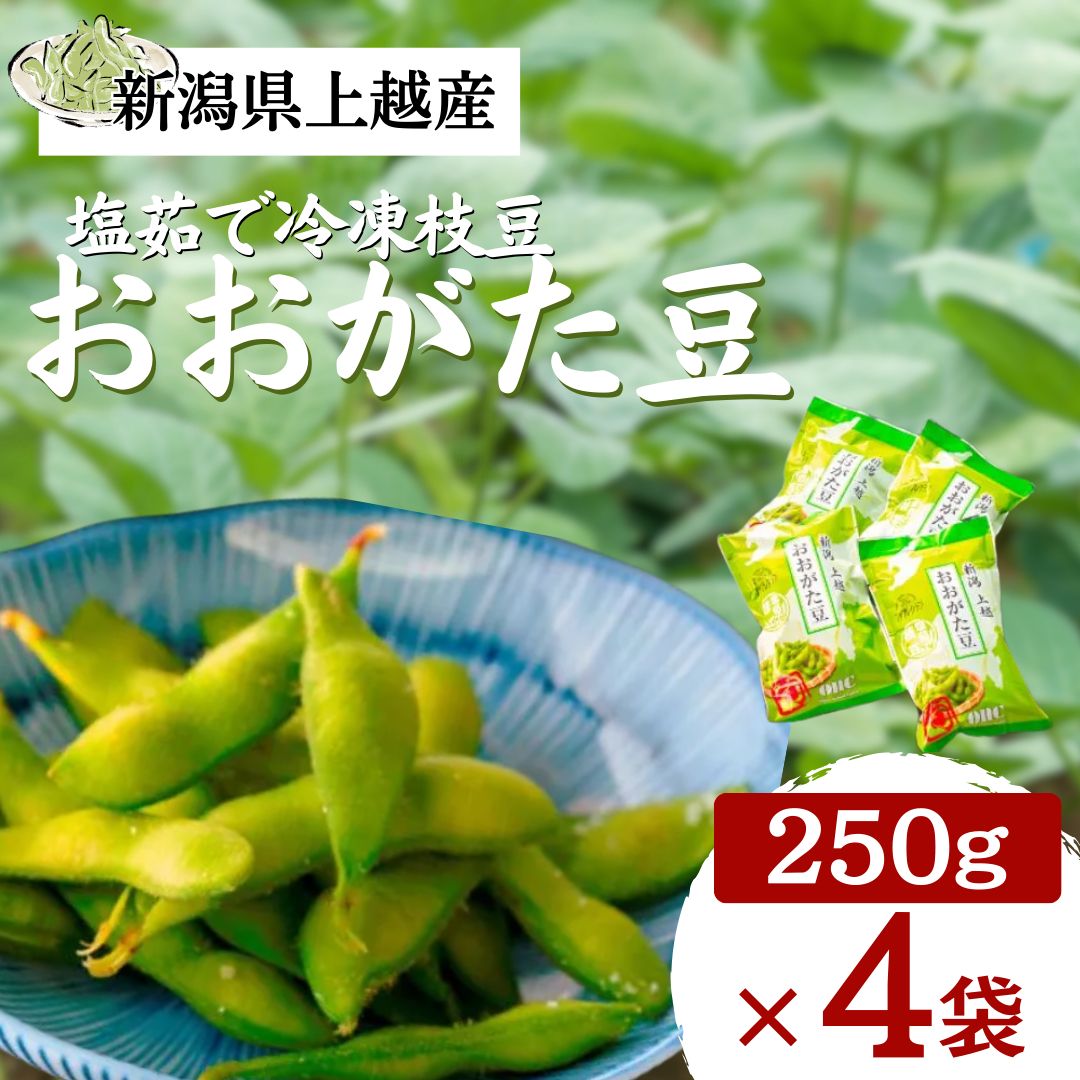 【ふるさと納税】枝豆 塩茹で 冷凍 新潟県上越市産 国産 茶豆 おおがた豆 1kg（250g×4袋） えだまめ おつまみ ビール 大潟ナショナルカントリー