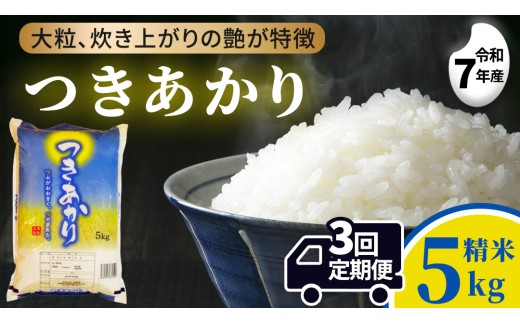 【 3ヵ月定期便 】つきあかり 5kg ×3回 令和7年 精米 産地直送 茨城県 城里町 新米 精白米 米 ご飯 こしひかり 米 白米 精米 単一原料米 (AX074)