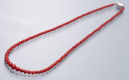【訳あり】赤サンゴネックレス丸玉_kn069