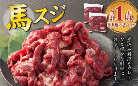 ＜ R8年熊本地震復興支援 ＞馬スジ 約1kg （約500g×2パック） 馬肉 馬 熊本 すじ肉 馬すじ 国産