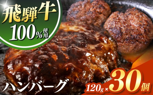 飛騨牛 100% ハンバーグ 120g 30個 | 冷凍 牛肉 和牛 国産 国産牛 岐阜 北方町 ハンバーグ 肉 お肉 肉汁 うまみ うま味 旨味