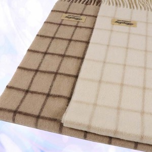 無染色 カシミヤ マフラー チェック柄 66403 男女兼用 オフホワイト ／ ストール まちづくり観光振興機構 防寒 レディース メンズ 通勤 通学 プレゼント ギフト 奈良県 田原本町