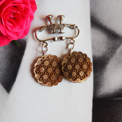 【ふるさと納税】茶蝶貝のレース彫刻「麻」イヤリング【1237888】