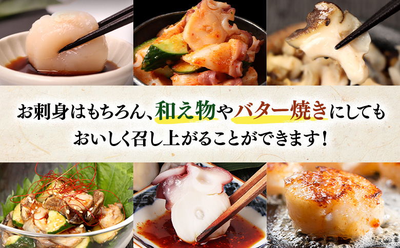 【オホーツク海の幸3種セット】ほたて貝柱 煮たこカット 煮つぶ（各200g×2袋） | オホーツク 北海道産 海鮮 魚介類 ほたて ホタテ 貝柱 冷凍 たこ 煮たこ つぶ貝 青つぶ ボイル 詰め合わせ