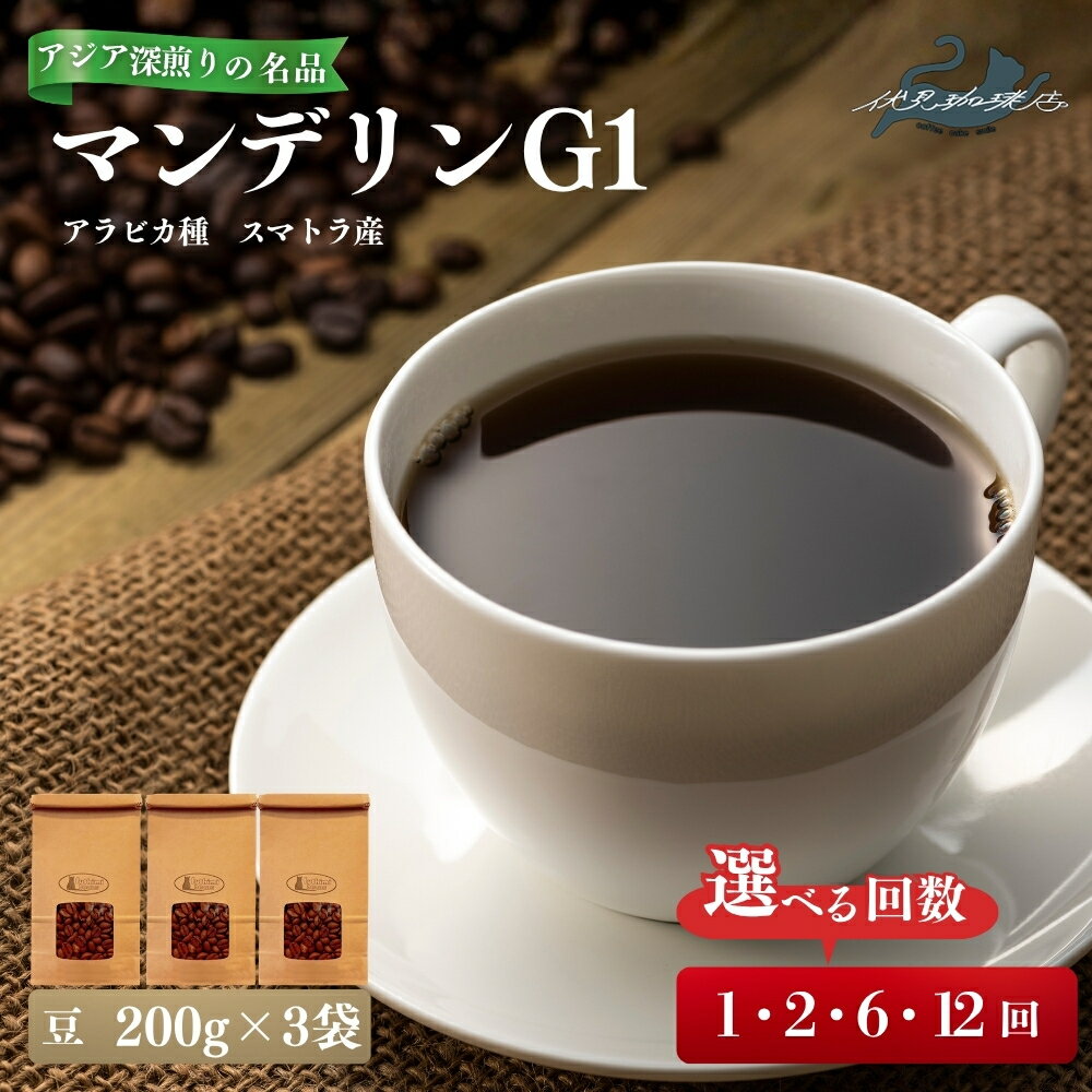 【ふるさと納税】【深いコクと重厚な味わい】アジアを代表する深煎りの名品マンデリンG1（200g×3袋 ）選べる お届け回数 1回 2回 6回 12回