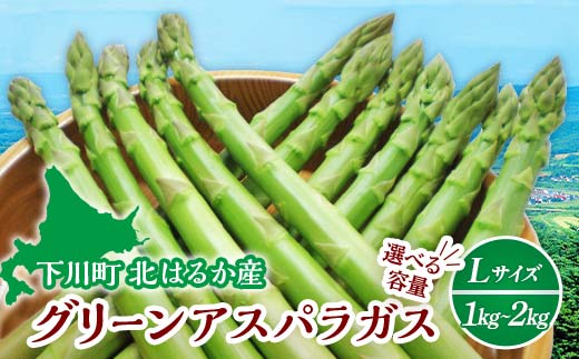 
                  【先行予約】令和8年産グリーンアスパラガス 選べる 1kg ～ 2kg Ｌサイズ（令和8年5月中旬～6月中旬頃発送） アスパラ 野菜 やさい ふるさと 納税 国産 北海道産 北海道 下川町 F4G-0286var
                