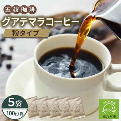 【ふるさと納税】五稜農園自家焙煎 グアテマラコーヒー(粉タイプ)100g×5袋セット 香り豊かな本格珈琲【1747887】
