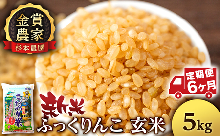 【令和7年産新米予約】【定期便6回】ふっくりんこ 玄米 5kg 《杉本農園》 お米 こめ 北海道米 北海道産米
