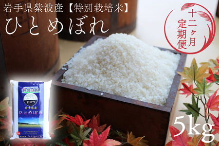 ★令和6年産★【12回定期便】特別栽培米　ひとめぼれ5kg　岩手県紫波町産 (AD050)