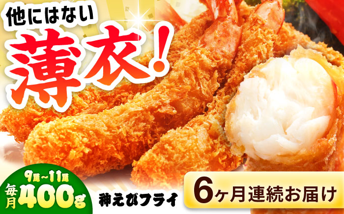 【全6回定期便】水産高校賞受賞！無頭「神えびフライ」9尾～11尾 400g 吉野ヶ里町/EBI研究所 [FDE012]
