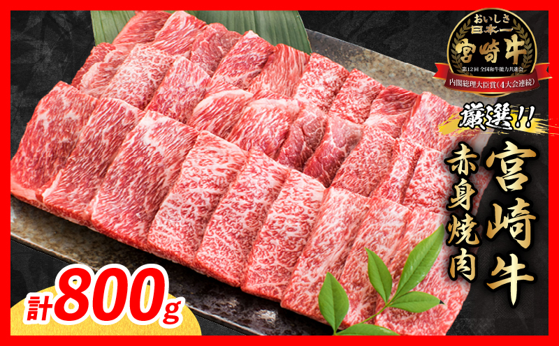【1月配送】厳選 宮崎牛 赤身 焼肉 計800g 牛肉 国産 焼き肉 BBQ 鉄板焼き バーベキュー 黒毛和牛 肩ウデ モモ 4等級以上 ギフト 贈答 小分け 食品 選べる ミヤチク 宮崎県 日南市 送料無料_CB132-26-01