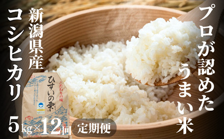 令和8年産【12ヶ月定期便】新潟県産コシヒカリ 5kg×12回お届け（合計60kg）『ひすいの雫』令和8年産 糸魚川 コシヒカリ こしひかり 精米 白米 定期便 おすすめ 磯貝農場 米 コメ