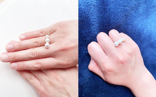 S101-210_天草産 あこや真珠とダイヤモンド リング ベビーパール（6号）