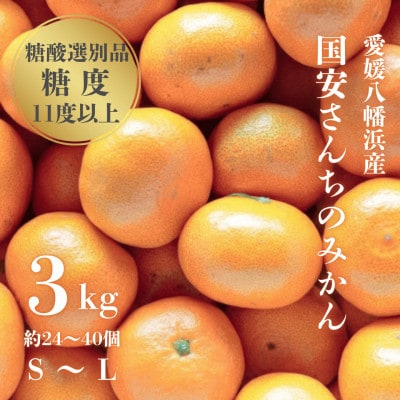【糖度11度以上 酸1.0以下 糖酸選別品】愛媛みかん 3kg【C20−48】【1594922】