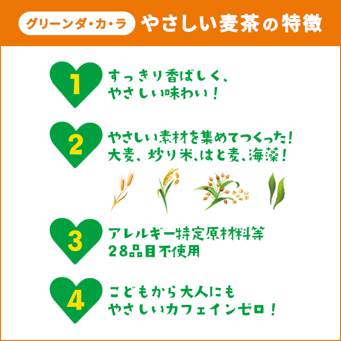 麦茶 GREEN DA・KA・RA やさしい麦茶 2L×6本 2箱 ペットボトル