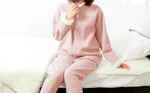 羊毛で暖かい「メリノン」リブパジャマ（レディース / ピンク・M）| 羊毛 ウール 洗えるウール タクトコーポレーション 埼玉県 横瀬町