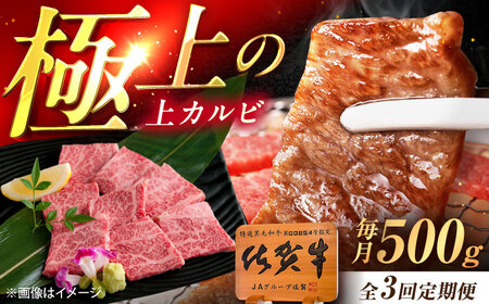 【3回定期便】佐賀牛 上カルビ 焼肉用 500g /MKミート武雄[UEM050] 焼肉用