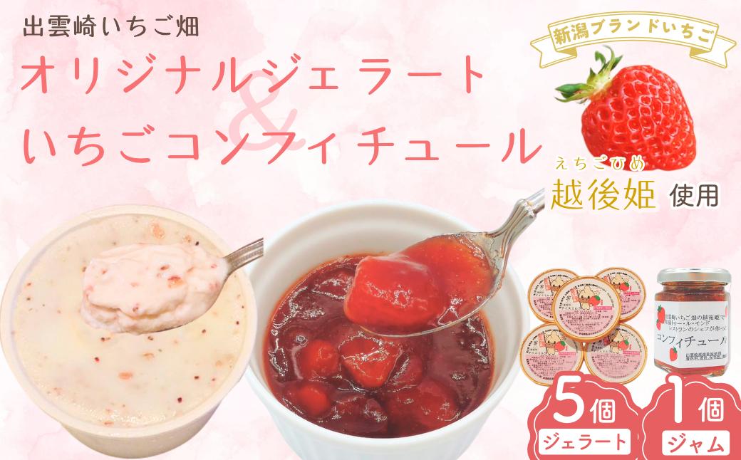 
【越後姫 いちご】オリジナルジェラート（90ml 5個）無添加 コンフィチュール ジャム （100g 1個） 新潟県 ブランドいちご イチゴ カップアイス ジャージー牛乳 ドライいちご
