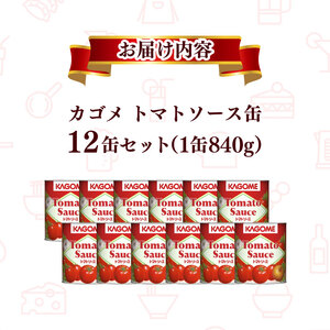 カゴメ トマトソース 840g缶×12個 大容量 簡単 本格 時短 トマト トマト缶 ピューレ ソース 缶 レトルト 小分け 非常食 保存食 長期保存 備蓄 防災 煮込み料理 パスタソース おすすめ 