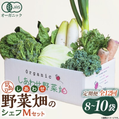 【毎月定期便】しあわせ野菜畑のシェフMセット　(訳あり規格外の有機野菜を一部使用)全12回【配送不可地域：離島・北海道・沖縄県・四国・九州】