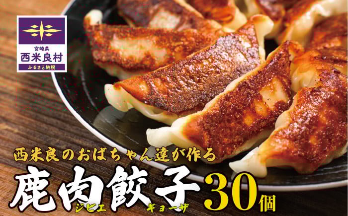 
                  【鹿肉・鹿肉餃子】鹿肉ぎょうざ 1箱（30個入） | 鹿肉 鹿肉餃子 鹿肉ギョウザ 鹿肉の餃子 ジビエ餃子 ジビエ鹿 シカ シカ肉 鹿ジビエ 焼き餃子 水餃子 国産 いとまき倶楽部 宮崎県 西米良村 
                